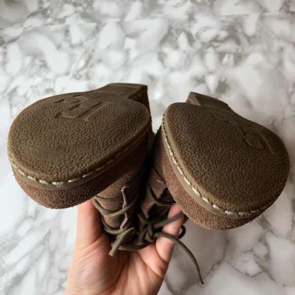 Franco Sarto Mocha Brown or Latte Brown Coloured Lace Up Suede Wedges - Picture 8 of 14